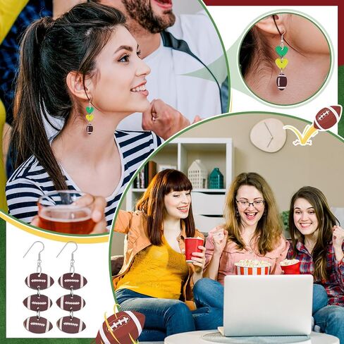 24 زوجًا من أقراط كرة القدم الخشبية لكرة القدم ، كرة كرة القدم ، مجوهرات ، مجوهرات ، هدايا الحفلات للنساء in Saudi Arabia