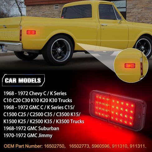 POPMOTORZ Chevy C10 Front LED Bumper Fender Side Marker Lights Assembly for 1968 1969 1970 1971 1972 Chevy C10 / GMC Pickup Trucks C15 C25 C35 Front LED Side Marker Lights Smoked Lens, 2 Pack in Kuwait