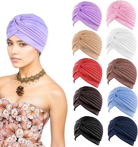 10 PCS أزياء رأس كيميائي لفات للنساء مطاطية عمامة CAP CANCER CAND in Kuwait