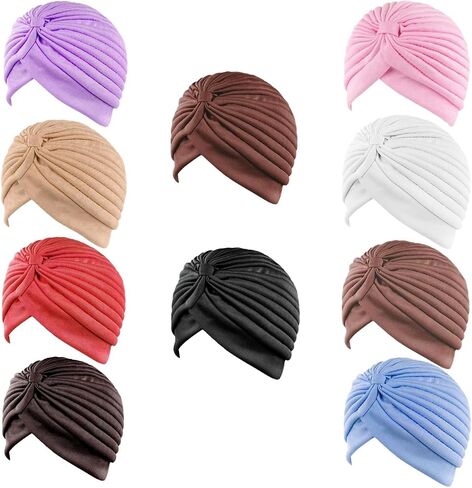 10 PCS أزياء رأس كيميائي لفات للنساء مطاطية عمامة CAP CANCER CAND in Kuwait
