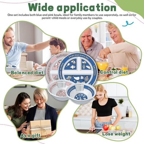 4 Pcs Portion Control Plates & Bowls Set (9 Inch), Self-Measuring for Weight Loss, Gastric Bypass, LapBand, Diabetes, & Healthy Diets, Divided Nutrition Plates for Adults & Children in Saudi Arabia