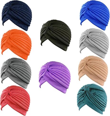 10 PCS أزياء رأس كيميائي لفات للنساء مطاطية عمامة CAP CANCER CAND in Kuwait