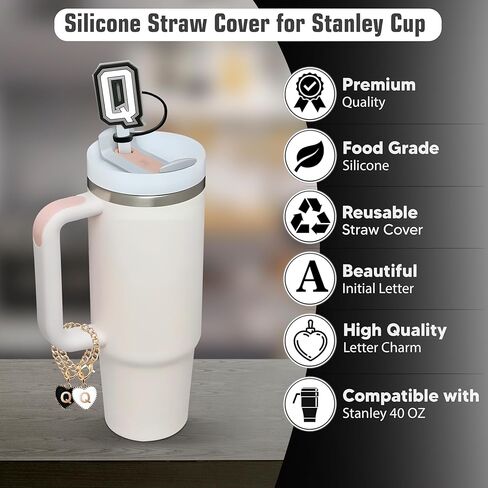 خطاب سحر لكأس ستانلي + غلاف سليكون أولي سليكون القش (2 حزمة) مخصصة للاستماع إلى قلب الوردي معرف السحر الملحقات مقبض 10 مم ستانلي قش 30 40 أوقية. in Kuwait