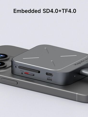 موزع USB C مغناطيسي من Hagibis مع Magsafe لهاتف iPhone 16 15 Pro Max، محطة إرساء 7 في 1 من النوع C 4K@60 هرتز HDMI SD3.0 TF3.0 بطاقة Solt 100W PD 10 جيجابت في الثانية USB-C AUX لجهاز MacBook Pro Air، iPad Pro in Kuwait