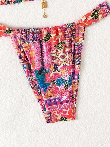 ZAFUL Women's Triangle Bikini Set Bow Decor Ruffle Trim Spaghetti Straps Lace Bikini Swimsuit 2 Pieces Tie Bathing Suits in Saudi Arabia