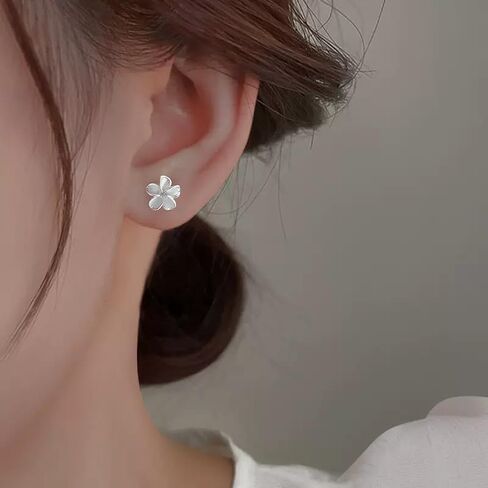 925 sterling Silver cubic Zirconia misedlist flower stud arcings ، المجوهرات اللطيفة والأنيقة مناسبة للارتداء اليومي ، هدية لها in Saudi Arabia