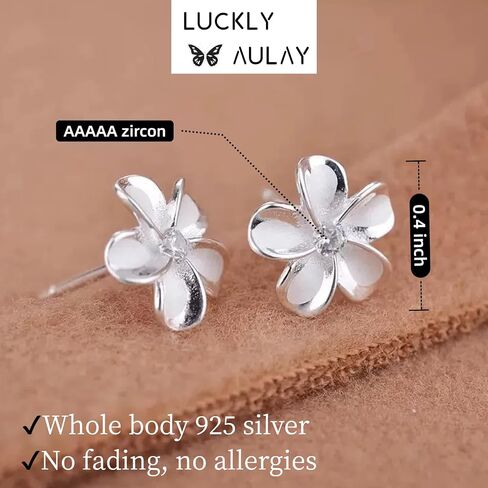 925 sterling Silver cubic Zirconia misedlist flower stud arcings ، المجوهرات اللطيفة والأنيقة مناسبة للارتداء اليومي ، هدية لها in Saudi Arabia