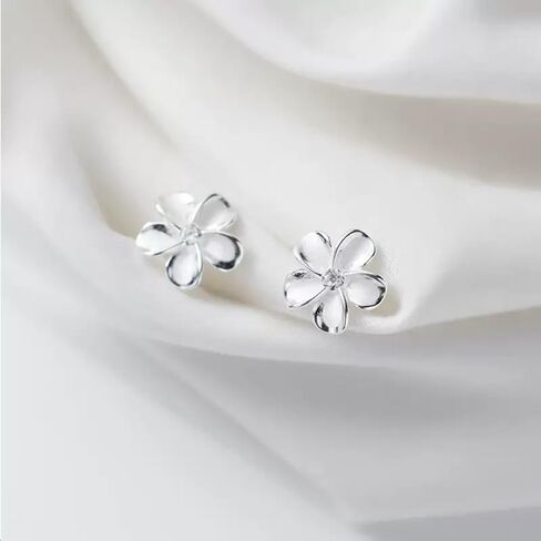 925 sterling Silver cubic Zirconia misedlist flower stud arcings ، المجوهرات اللطيفة والأنيقة مناسبة للارتداء اليومي ، هدية لها in Saudi Arabia