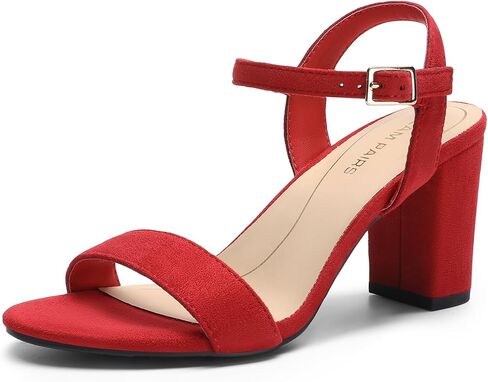 DREAM PAIRS Women's Chunky Heels Block Round Open Toe Ankle Strap Heel Fashion Wedding Party Comfort Dress Sandals Shoes in Kuwait
