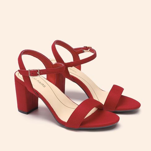 DREAM PAIRS Women's Chunky Heels Block Round Open Toe Ankle Strap Heel Fashion Wedding Party Comfort Dress Sandals Shoes in Kuwait