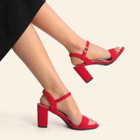DREAM PAIRS Women's Chunky Heels Block Round Open Toe Ankle Strap Heel Fashion Wedding Party Comfort Dress Sandals Shoes in Kuwait