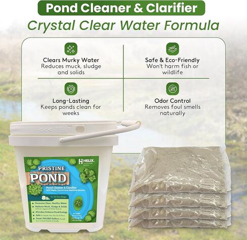 Pond Cleaner & Clarifier - Outdoor Pond Treatment to Remove Muck & Sludge w/Natural Pond Bacteria for Clear Water in Outdoor Ponds, Safe for Live Koi Fish & Water Plants, 2.5lbs, Treats 237k Gallons in Kuwait
