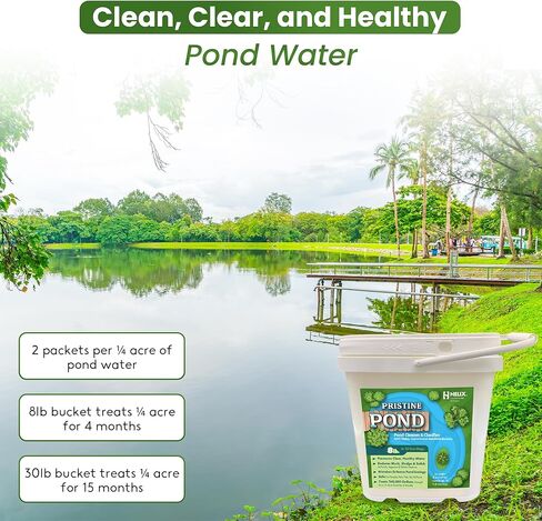 Pond Cleaner & Clarifier - Outdoor Pond Treatment to Remove Muck & Sludge w/Natural Pond Bacteria for Clear Water in Outdoor Ponds, Safe for Live Koi Fish & Water Plants, 2.5lbs, Treats 237k Gallons in Kuwait