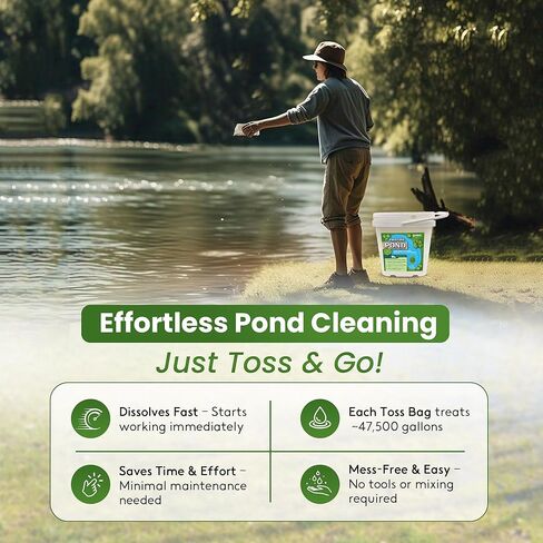 Pond Cleaner & Clarifier - Outdoor Pond Treatment to Remove Muck & Sludge w/Natural Pond Bacteria for Clear Water in Outdoor Ponds, Safe for Live Koi Fish & Water Plants, 2.5lbs, Treats 237k Gallons in Kuwait