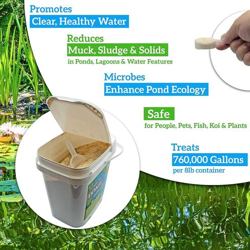 Pond Cleaner & Clarifier - Outdoor Pond Treatment to Remove Muck & Sludge w/Natural Pond Bacteria for Clear Water in Outdoor Ponds, Safe for Live Koi Fish & Water Plants, 2.5lbs, Treats 237k Gallons in Saudi Arabia