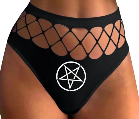 Knaughty Knickers Satanic مقلوب رمز Pentagram علامة الساحرة كاهنة السمك السود in Kuwait