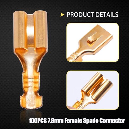Twidec/200PCS 6.3mm Female Spade Connector Blade Connector Quick Splice Crimp Terminals Non Insulated Wire Connector for Electrical Wiring Relay Car Audio Speaker N-005-6.3MM in Saudi Arabia