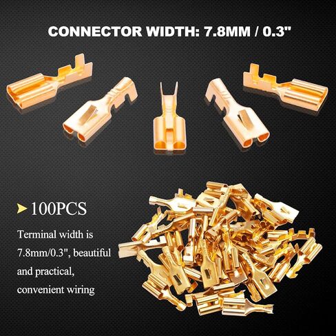 Twidec/200PCS 6.3mm Female Spade Connector Blade Connector Quick Splice Crimp Terminals Non Insulated Wire Connector for Electrical Wiring Relay Car Audio Speaker N-005-6.3MM in Saudi Arabia