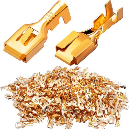 Twidec/200PCS 6.3mm Female Spade Connector Blade Connector Quick Splice Crimp Terminals Non Insulated Wire Connector for Electrical Wiring Relay Car Audio Speaker N-005-6.3MM in Saudi Arabia