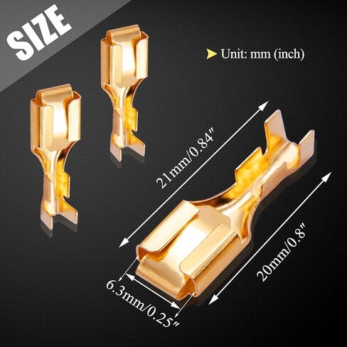 Twidec/200PCS 6.3mm Female Spade Connector Blade Connector Quick Splice Crimp Terminals Non Insulated Wire Connector for Electrical Wiring Relay Car Audio Speaker N-005-6.3MM in Saudi Arabia