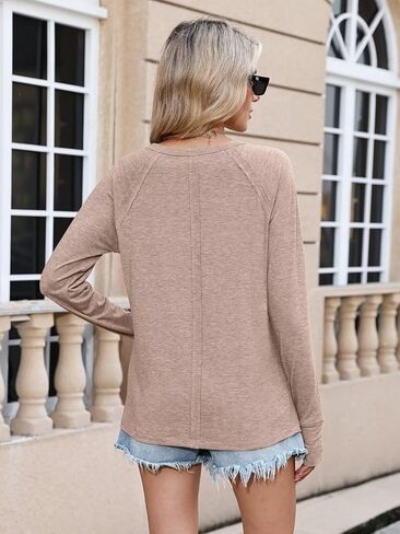EADINVE Womens Long Sleeve Tops Pleated Crew Neck Casual Fall Fashion Tunic Loose Fit Lightweight Girls Outfits Clothes in Saudi Arabia