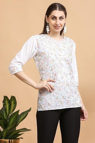 عمل القطن النسائي Aari Short Kurti I التطريز الكامل I Kurti القصير القصيرة للبنات in Saudi Arabia