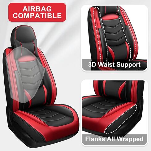 Car Seat Covers Fit for Chevy Camaro 2016-2024 Daily Commutes Durable and Side Airbag Compatibility Sports Seat Cover, 2 Pcs Front, Black Red in Saudi Arabia