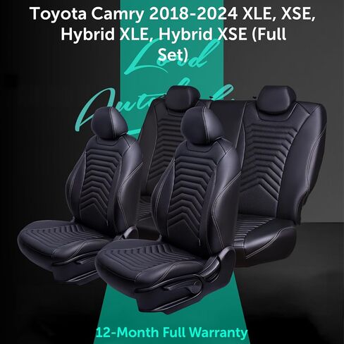 Lord Autofashion Toyota Camry Cover ، جلد ، مجموعة كاملة ، واقي مقعد السيارة (Black ، 2018-2024 Camry LE ، SE) in Kuwait