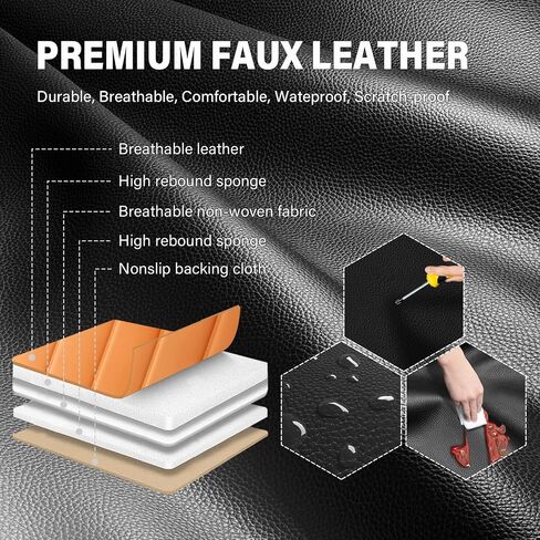 Front Seat Cover for Nissan Kicks 2018-2024,Waterproof Faux Leather Car Seat Covers,Car Seat Protectors,Deluxe and Breathable Interior Covers for Cars(Front Set,Black&Orange) in Saudi Arabia