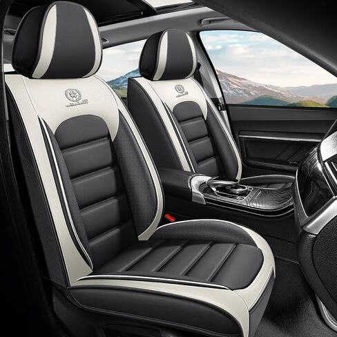 Front Seat Cover for Nissan Kicks 2018-2024,Waterproof Faux Leather Car Seat Covers,Car Seat Protectors,Deluxe and Breathable Interior Covers for Cars(Front Set,Black&Orange) in Saudi Arabia
