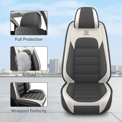 Front Seat Cover for Nissan Kicks 2018-2024,Waterproof Faux Leather Car Seat Covers,Car Seat Protectors,Deluxe and Breathable Interior Covers for Cars(Front Set,Black&Orange) in Saudi Arabia