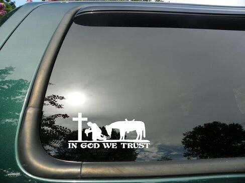 Cowboy Praying with Cross - Die Cut Christian Vinyl Window Decal/sticker for Car or Truck 3.5"x8" in Saudi Arabia