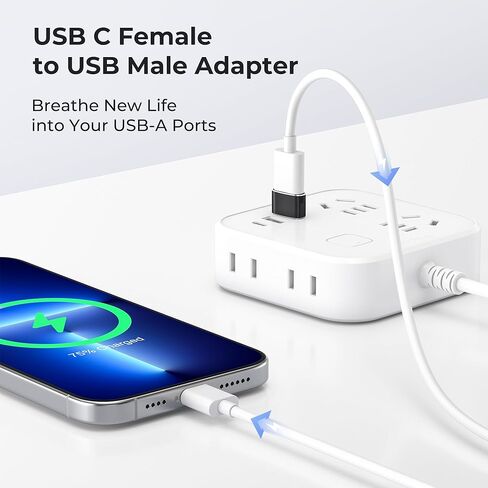 Basesailor USB إلى USB C Adapter 3 Pack ، Type C female to USB محول كبل الشاحن الذكور لـ Apple Watch Ultra Iwatch Series 9 7 SE ، Airpods Pro 2 ، iPhone 15 14 13 12 Plus Max ، iPad 9 10 Air 4 5 Mini 6 in Kuwait