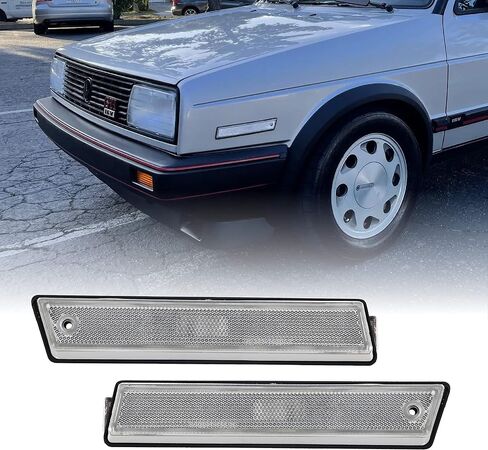 USR 84-92 Golf 2 Smoke Lens Front Side Marker Lights - Front Fender Bumper Sidemarker Parking Lamps (Left + Right) Compatible with 1984-1992 Volkswagen VW Golf II/Jetta/GTi (All Smoke, Pair) in Saudi Arabia