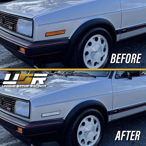 USR 84-92 Golf 2 Smoke Lens Front Side Marker Lights - Front Fender Bumper Sidemarker Parking Lamps (Left + Right) Compatible with 1984-1992 Volkswagen VW Golf II/Jetta/GTi (All Smoke, Pair) in Saudi Arabia