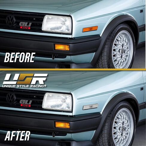 USR 84-92 Golf 2 Smoke Lens Front Side Marker Lights - Front Fender Bumper Sidemarker Parking Lamps (Left + Right) Compatible with 1984-1992 Volkswagen VW Golf II/Jetta/GTi (All Smoke, Pair) in Saudi Arabia