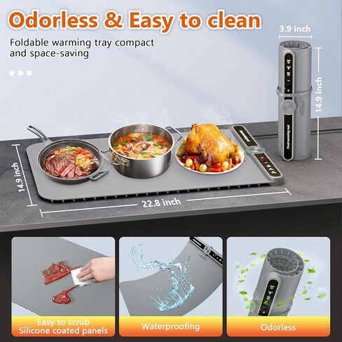 Electric Warming Trays for Food - Portable Warming Mat for Food with Full Surface Heating and 18-Hours Auto Shut-Off, Food Warmer Mat for Buffet Parties Gatherings to Keep food Warm(Blue) in Saudi Arabia