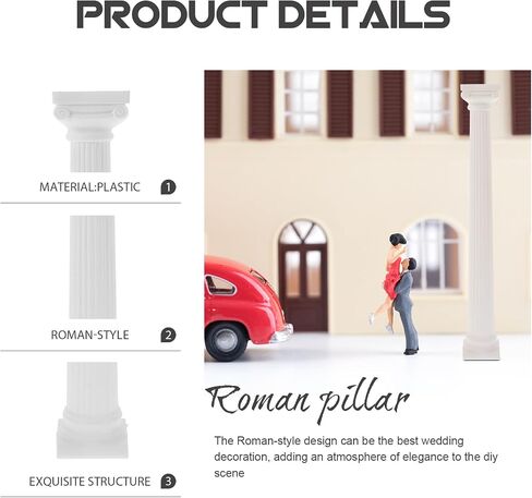 ياردوي 6pcs تماثيل العمود الروماني أعمدة صغيرة للدعائم الدعائم المعمارية ديكور الأعمدة الرومانية البيضاء للحديقة والحدث تزيين in Saudi Arabia