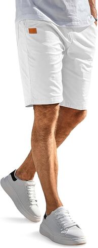 Comdecevis Mens Casual Shorts Stretch Waist Drawstring Summer Beach Twill Chino Golf Shorts in Kuwait