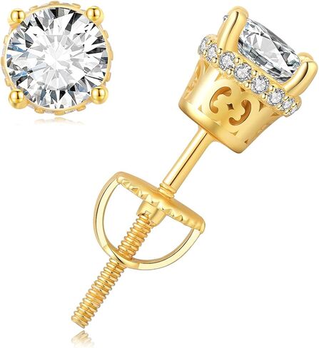 YAMI 925 Sterling Silver Pearl Earrings with Screw Back, Freshwater Cultured Pearls White Gold Plated Cubic Zirconia Stud Earrings for Women Men in Kuwait