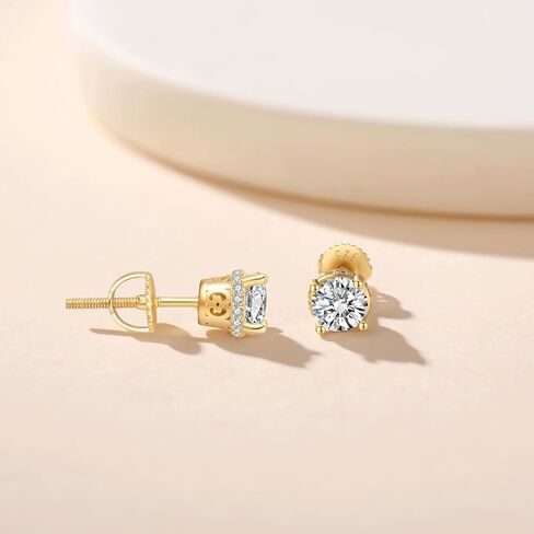 YAMI 925 Sterling Silver Pearl Earrings with Screw Back, Freshwater Cultured Pearls White Gold Plated Cubic Zirconia Stud Earrings for Women Men in Kuwait