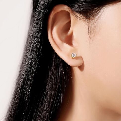 YAMI 925 Sterling Silver Pearl Earrings with Screw Back, Freshwater Cultured Pearls White Gold Plated Cubic Zirconia Stud Earrings for Women Men in Kuwait