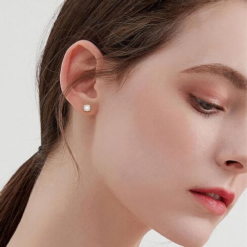 YAMI 925 Sterling Silver Pearl Earrings with Screw Back, Freshwater Cultured Pearls White Gold Plated Cubic Zirconia Stud Earrings for Women Men in Kuwait