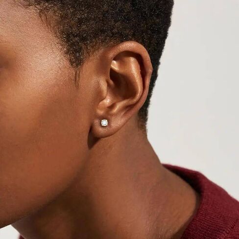 YAMI 925 Sterling Silver Pearl Earrings with Screw Back, Freshwater Cultured Pearls White Gold Plated Cubic Zirconia Stud Earrings for Women Men in Kuwait