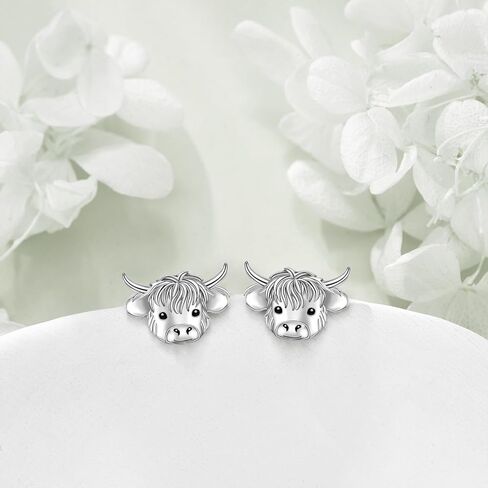 YFN Highland Cow Earrings Sterling Silver Animal Stud Earrings Jewelry Gifts for Women in Saudi Arabia