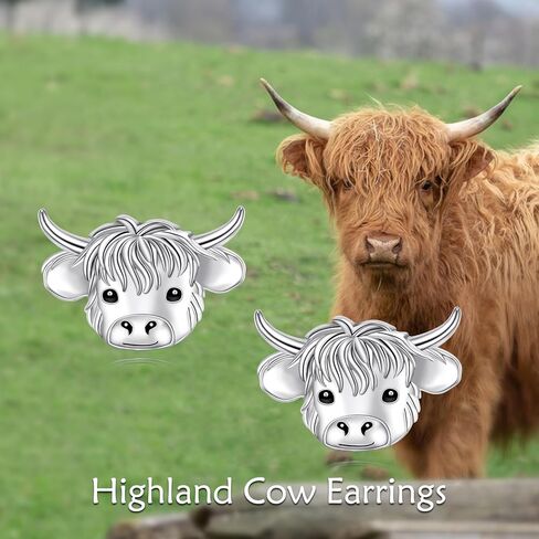 YFN Highland Cow Earrings Sterling Silver Animal Stud Earrings Jewelry Gifts for Women in Saudi Arabia