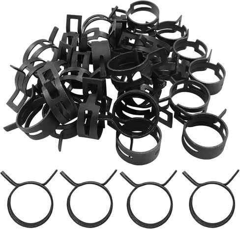 50pcs مقاطع شريط الربيع 5/16 "8 مم هواء خرطوم أنبوب أنبوب الماء خرطوم خرطوم مخطوطة مخطوطة ، FIT 8.5-9.2 مم OD (أسود) in Kuwait
