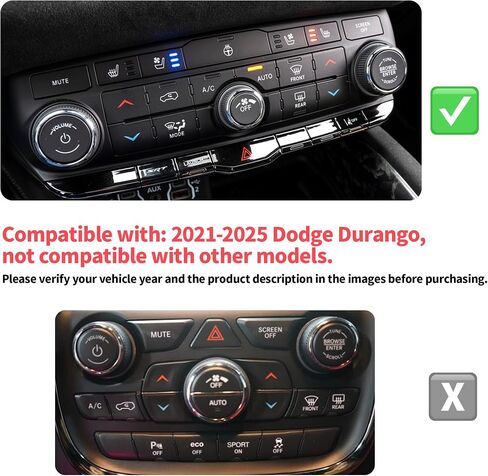 Interior Accessories for Dodge Durango 2021-2025, 6pcs Aluminum Alloy Trim Set - Push Start Button Cover/Ring, A/C, Volume Tune, Headlight Switch Knob Covers (Red) in Kuwait