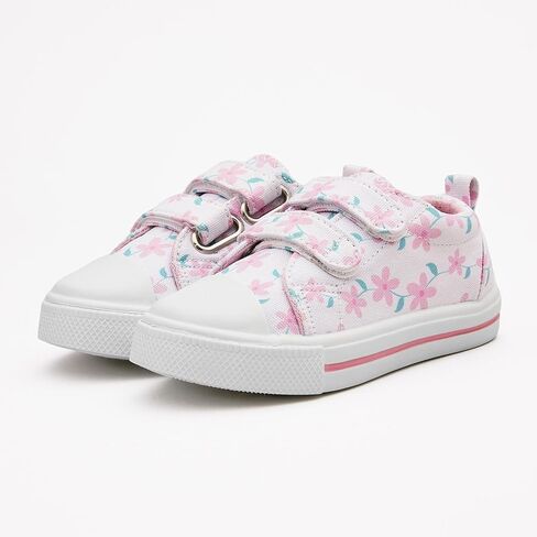 Toddler Little Kid Girls' and Boys' Canvas Sneakers with Hook and Loop Straps Easy On Casual Shoes in Saudi Arabia