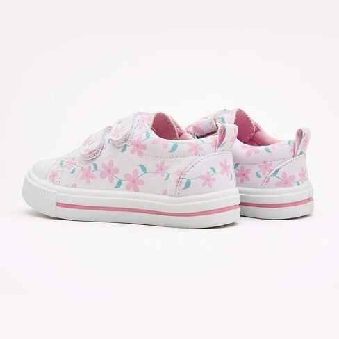 Toddler Little Kid Girls' and Boys' Canvas Sneakers with Hook and Loop Straps Easy On Casual Shoes in Saudi Arabia